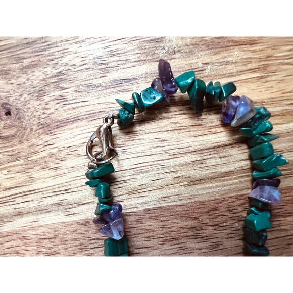 Tibetan Spiderweb Turquoise Pendant Necklace Malachite Amethyst 19” Boho Gift - Picture 5 of 7